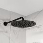 Black 250mm Slim Round Shower Head and Wall Arm - Arissa