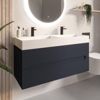 1200mm Anthracite Wall Hung Double Vanity Unit with Basins - Morella