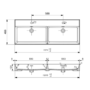 1200mm Anthracite Wall Hung Double Vanity Unit with Basins - Morella