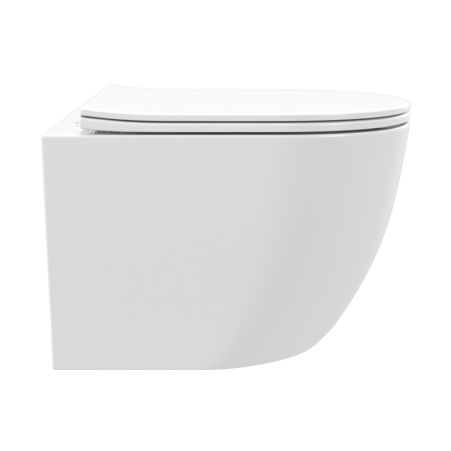 Wall Hung Toilet with White Glass Cabinet, Cistern & Pneumatic Dual Flush Button - Roma