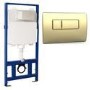 ONLY OPENED - Concealed Cistern 1170mm Pneumatic Frame with Brushed Brass Flush Plate - Elira