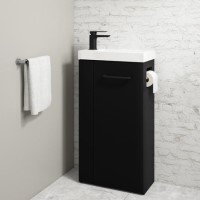 430mm Black Cloakroom Freestanding Vanity Unit with Basin and Black Handle - Virgo 