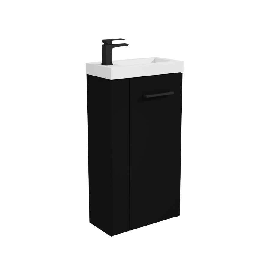 430mm Black Cloakroom Freestanding Vanity Unit with Basin and Black Handle - Virgo 