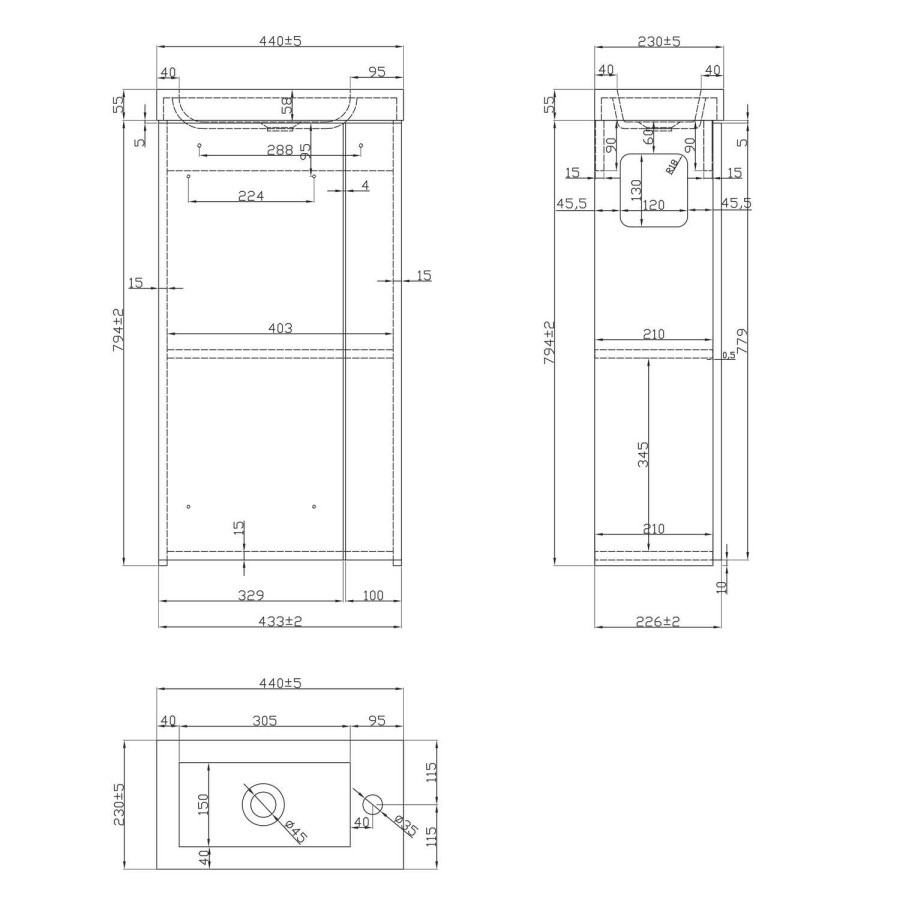 430mm Black Cloakroom Freestanding Vanity Unit with Basin and Black Handle - Virgo 