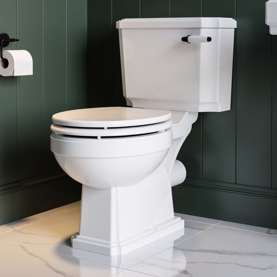 Traditional Freestanding Bath Suite with Toilet & Black Wash Stand with Basin - Helmsley