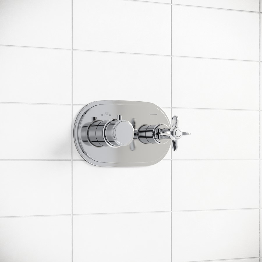 Chrome 1 Outlet Ceiling Mounted Thermostatic Mixer Shower Set - Camden