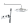 Chrome 2 Outlet Wall Mounted Thermostatic Mixer Shower Set with Integrated Hand Shower - Arissa