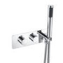 Chrome 2 Outlet Ceiling Mounted Thermostatic Mixer Shower Set with Integrated Hand Shower - Flow