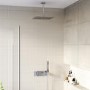Chrome 2 Outlet Ceiling Mounted Thermostatic Mixer Shower Set with Hand Shower - Cube
