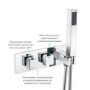 Chrome 2 Outlet Ceiling Mounted Thermostatic Mixer Shower Set with Hand Shower - Cube