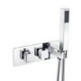 Chrome 2 Outlet Ceiling Mounted Thermostatic Mixer Shower Set with Hand Shower - Cube