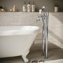 Chrome Freestanding Bath Shower Mixer Tap with Stand Pipes  - Helston