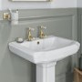 Brushed Brass Traditional Basin Pillar Taps & Bath Filler Tap Pack - Helston