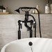 Black Freestanding Bath Shower Mixer Tap with Stand Pipes - Helston