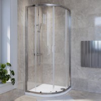800mm Chrome 4mm Glass Quadrant Shower Enclosure with Shower Tray - Lyra
