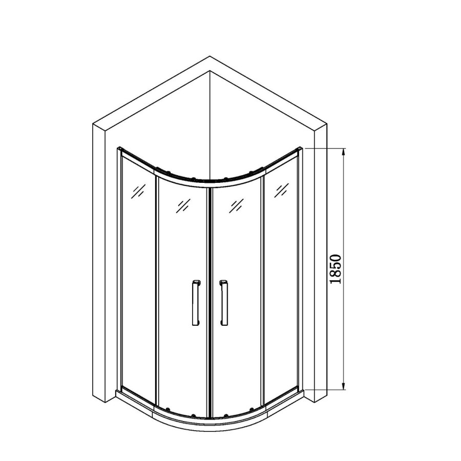 800mm Chrome 4mm Glass Quadrant Shower Enclosure with Shower Tray - Lyra
