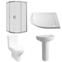 800mm Quadrant Chrome Shower Enclosure Suite with Toilet & Basin - Carina
