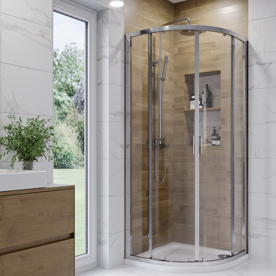 800mm Quadrant Chrome Shower Enclosure Suite with Toilet & Basin - Carina