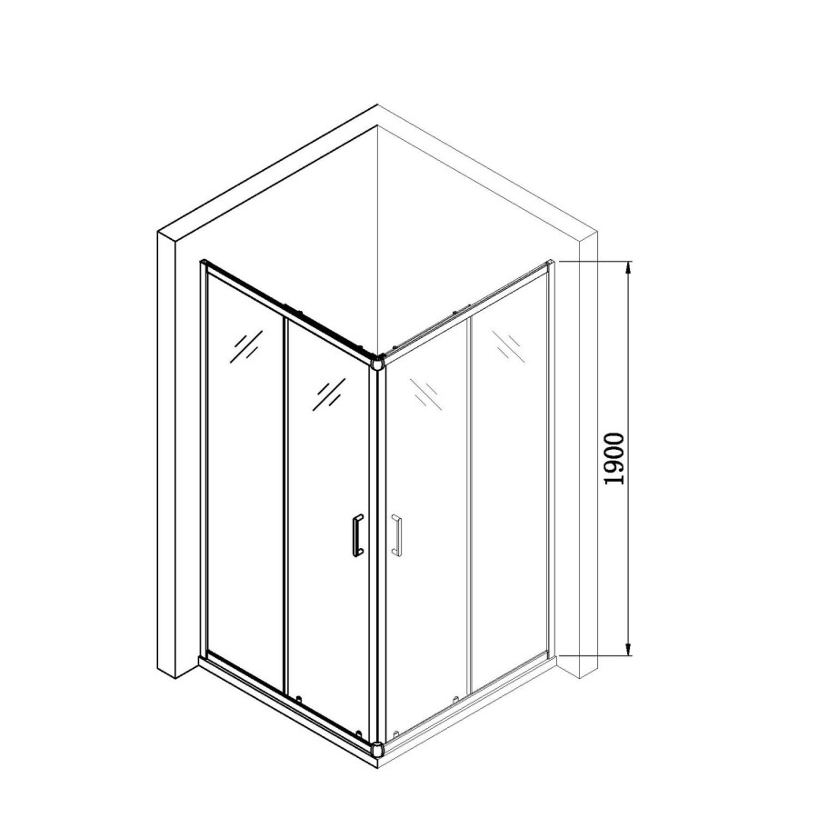 800mm Chrome 6mm Glass Square Corner Entry Shower Enclosure with Shower Tray - Carina