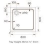 800mm Chrome 6mm Glass Square Corner Entry Shower Enclosure with Shower Tray - Carina