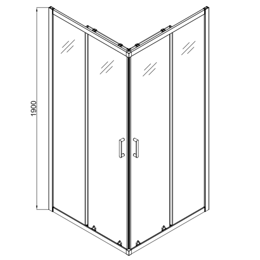 900mm Chrome 6mm Glass Square Corner Entry Shower Enclosure with Shower Tray - Carina
