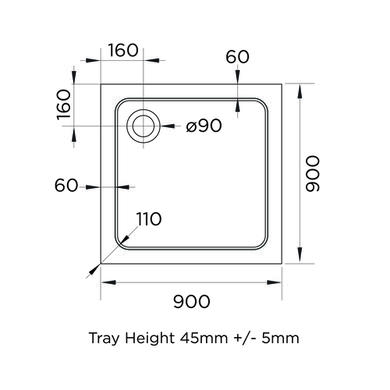 900mm Chrome 6mm Glass Square Corner Entry Shower Enclosure with Shower Tray - Carina