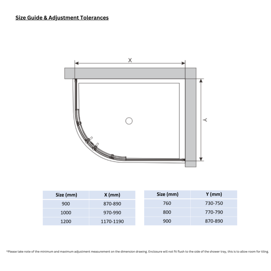 900x760mm Chrome 6mm Glass Left Hand Offset Quadrant Shower Enclosure with Shower Tray - Carina