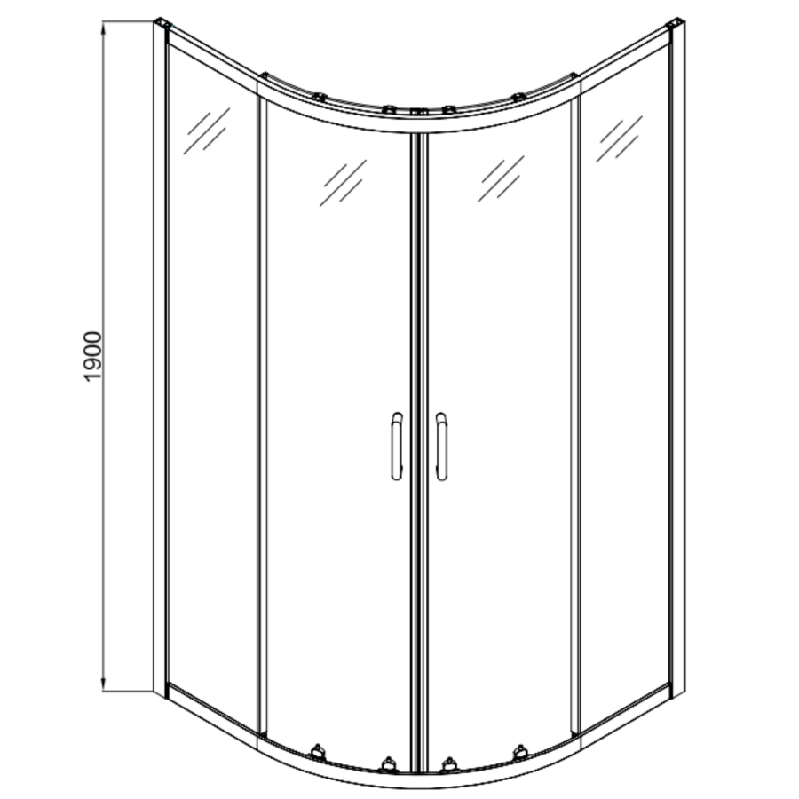 900x760mm Chrome 6mm Glass Left Hand Offset Quadrant Shower Enclosure with Shower Tray - Carina