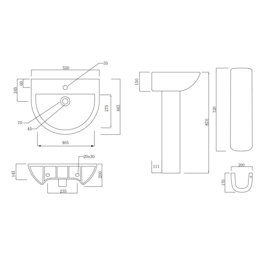1000 x 800mm Left Hand Offset Quadrant Shower Enclosure Suite with Toilet & Basin - Carina