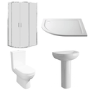 1000 x 800mm Left Hand Offset Quadrant Shower Enclosure Suite with Toilet & Basin - Carina