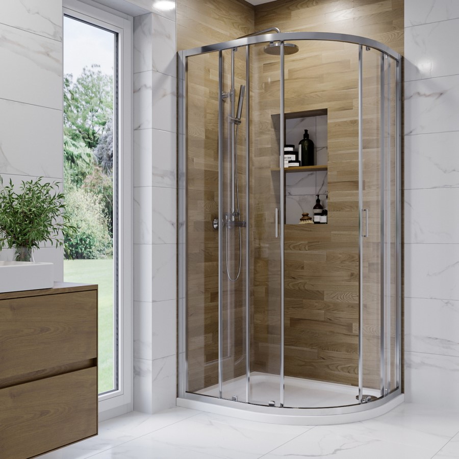 1000 x 800mm Left Hand Offset Quadrant Shower Enclosure Suite with Toilet & Basin - Carina