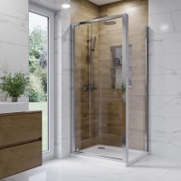 760mm Chrome 6mm Glass Square Hinged Shower Enclosure - Carina