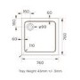 760mm Chrome 6mm Glass Square Hinged Shower Enclosure with Shower Tray - Carina