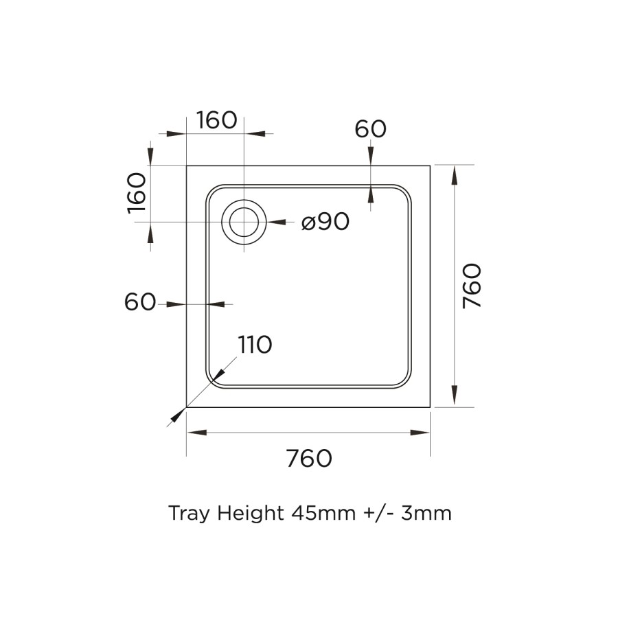 760mm Chrome 6mm Glass Square Hinged Shower Enclosure with Shower Tray - Carina