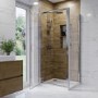 800x760mm Chrome 6mm Glass Rectangular Hinged Shower Enclosure - Carina
