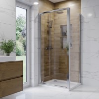 900x760mm Chrome 6mm Glass Rectangular Hinged Shower Enclosure - Carina