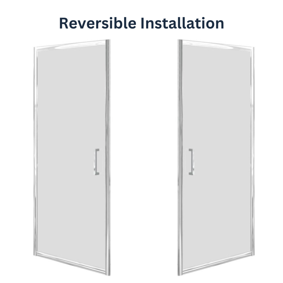 900x800mm Chrome 6mm Glass Rectangular Hinged Shower Enclosure - Carina