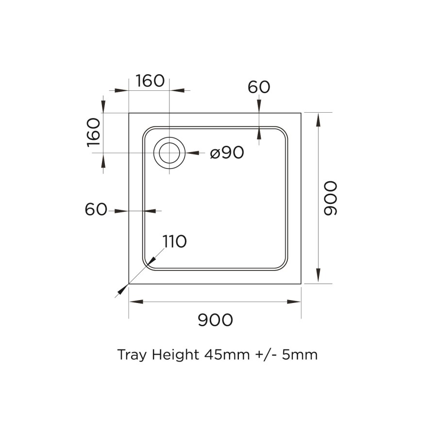900mm Chrome 6mm Glass Square Hinged Shower Enclosure with Shower Tray - Carina