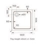 900mm Chrome 6mm Glass Square Hinged Shower Enclosure with Shower Tray - Carina