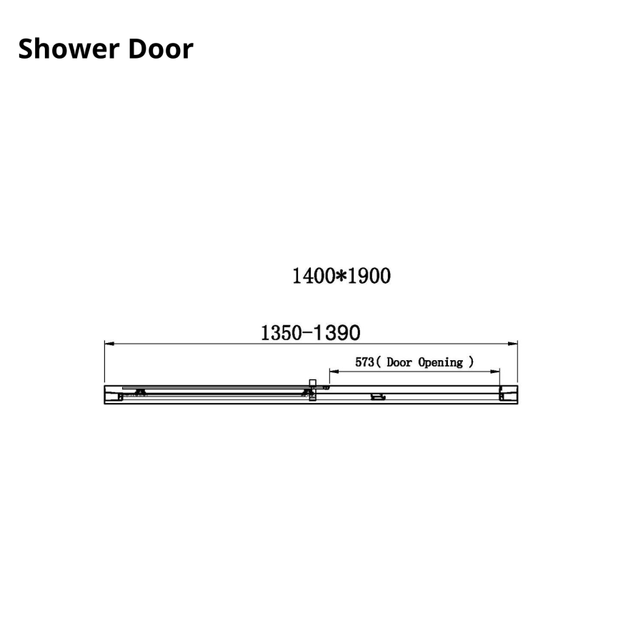 1400x900mm Chrome 6mm Glass Rectangular Sliding Shower Enclosure - Carina