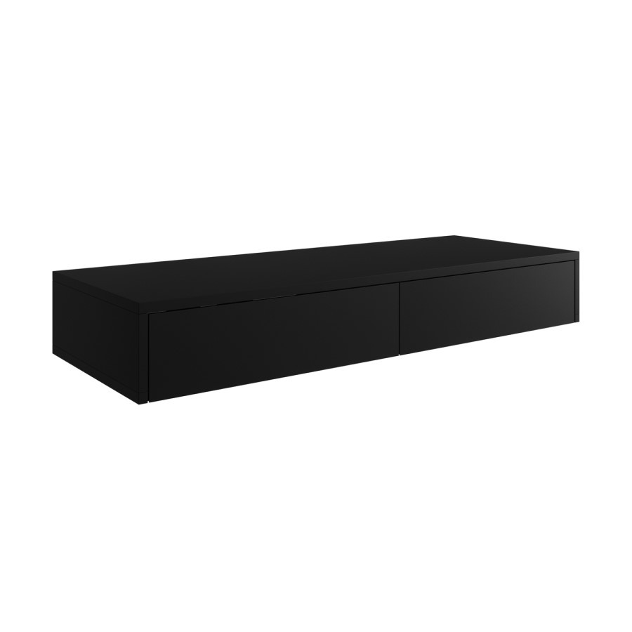 1200mm Black Wall Hung Double Countertop Vanity Unit with Basin - Lugo