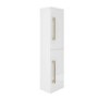 ALMOST PERFECT - Double Door White Wall Hung Tall Bathroom Cabinet with Brushed Brass Handles 350 x 1400mm - Ashford