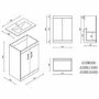 600mm White Freestanding Vanity Unit with Basin and Black Handles - Ashford