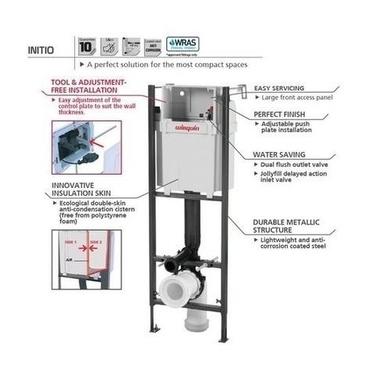 Wall Hung Rimless Toilet with Soft Close Seat, Black Mechanical Flush Plate, 1177mm Wirquin Frame & Cistern – Newport