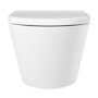 Wall Hung Rimless Toilet with Soft Close Seat, White Glass Sensor Flush Plate, 820mm Frame & Cistern – Newport