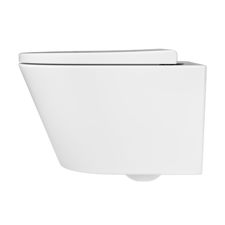 Wall Hung Rimless Toilet with Soft Close Seat, Black Glass Sensor Flush Plate, 820mm Frame & Cistern – Newport