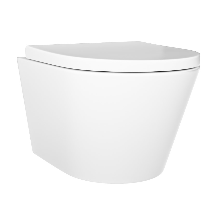 Wall Hung Rimless Toilet with Soft Close Seat, Black Glass Sensor Flush Plate, 820mm Frame & Cistern – Newport