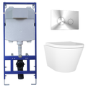 Wall Hung Rimless Toilet with Soft Close Seat, Chrome Mechanical Flush Plate, 1168mm Frame & Cistern – Newport
