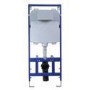 Wall Hung Rimless Toilet with Soft Close Seat, Chrome Mechanical Flush Plate, 1168mm Frame & Cistern – Newport