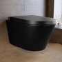 Matt Black Wall Hung Smart Bidet with Brushed Bronze Pneumatic Flush Plate, 820mm Frame & Cistern – Purificare